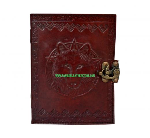 Wolf Vintage Buffalo leather journal diary B6 Cotton paper Handmade Howl India 